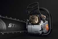 STIHL MS 500i Centennial Edition chainsaw with 100-year anniversary bar
